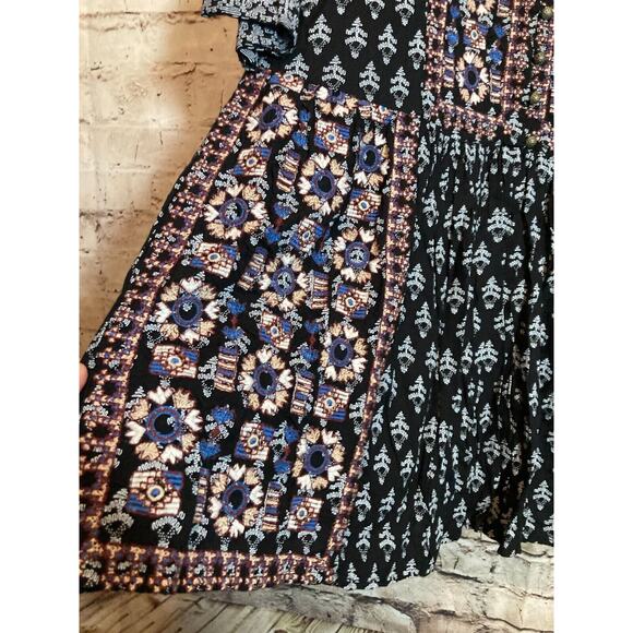 Vanessa Virginia Anthropologie Peasant Dress Womens Medium Black Full Embroidery - Picture 14 of 14